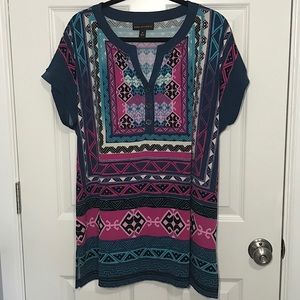 Tribal Print Tunic w/ beaded accents